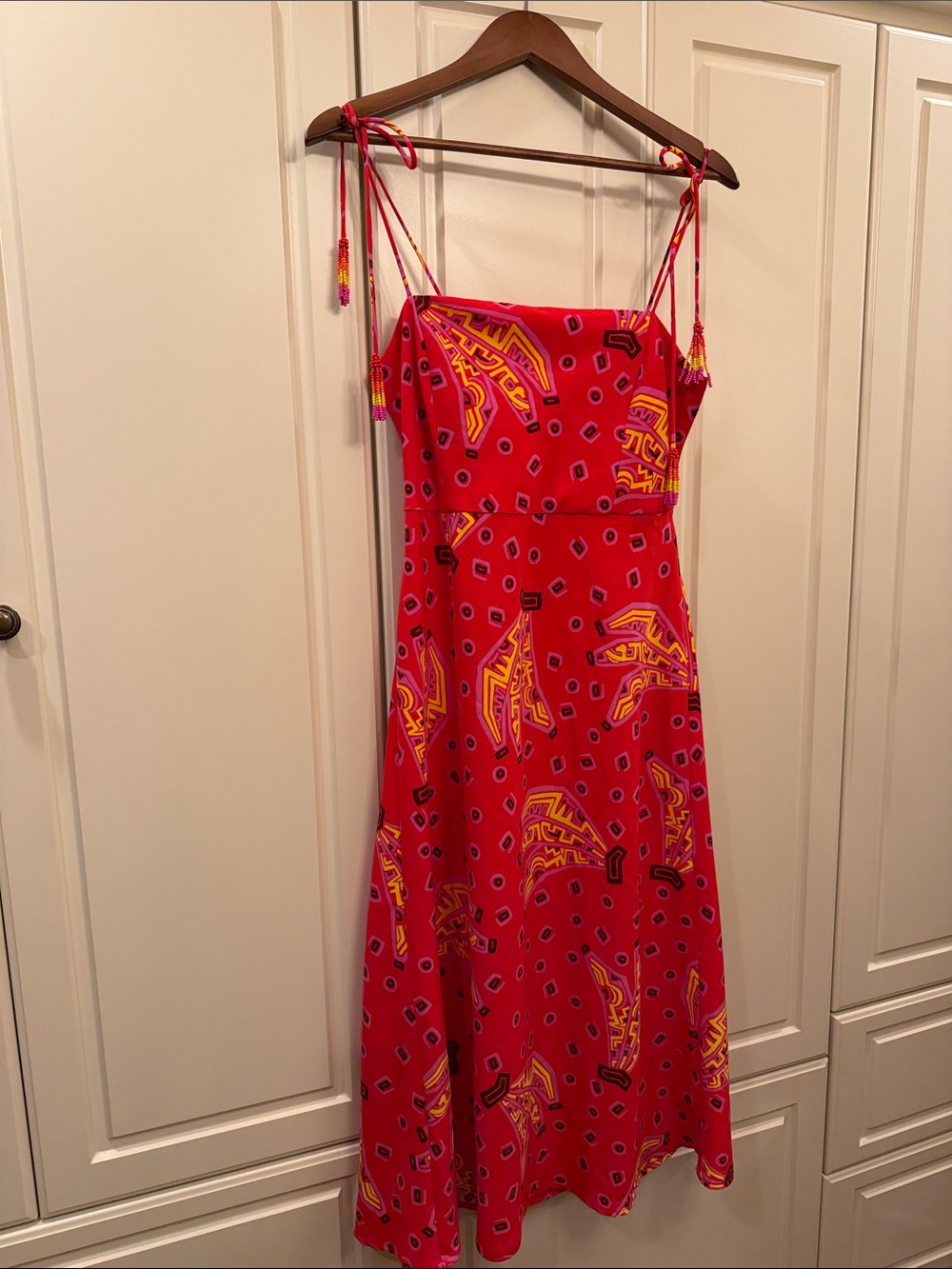 House of Harlow 1960 Red Pink Yellow Printed Midi Dress